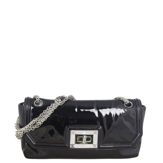 Chanel Mademoiselle Lock Patent Bag Black Chain Shoulder Bag
