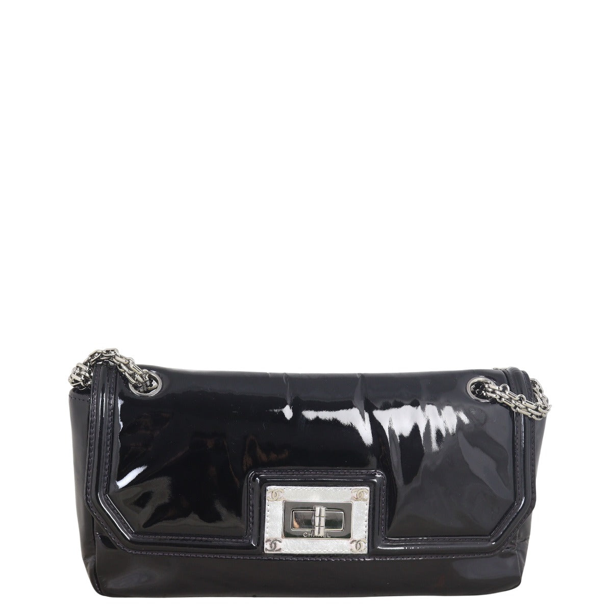 Chanel Mademoiselle Lock Patent Bag Black Chain Shoulder Bag