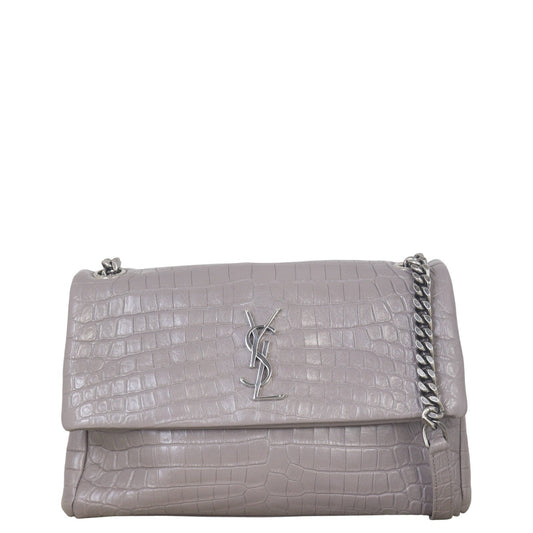 YSL Saint Laurent West Hollywood Croc Embossed Crossbody Bag Medium