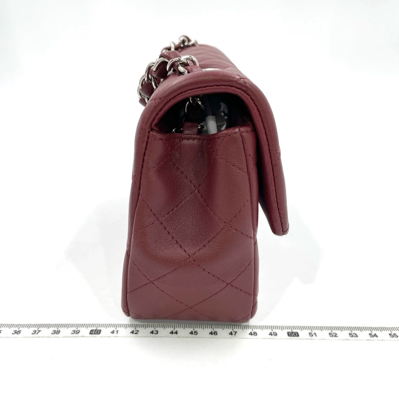 Chanel Classic Flap Rectangular Burgundy Lambskin HW Silver Mini Bag