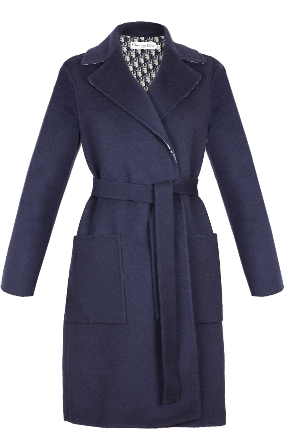 Dior Double Sided Wool Coat Navy Handbag