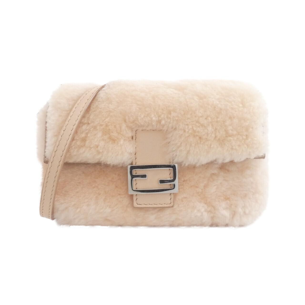 Fendi Baguette Lamb Fur Shoulder Bag Lambskin Micro
