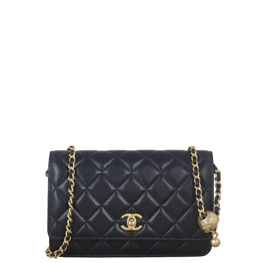 Chanel Pearl Crush Wallet on Handbag Quilted Black Crossbody Bag