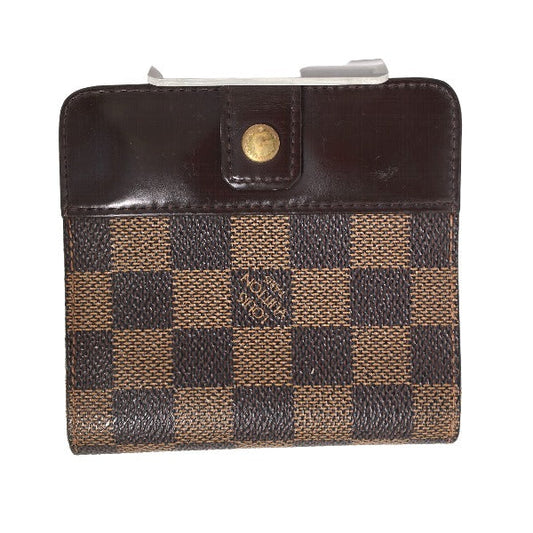 Louis Vuitton Bifold N61668 Damier pocket zipper Canvas Brown Wallet Case 0