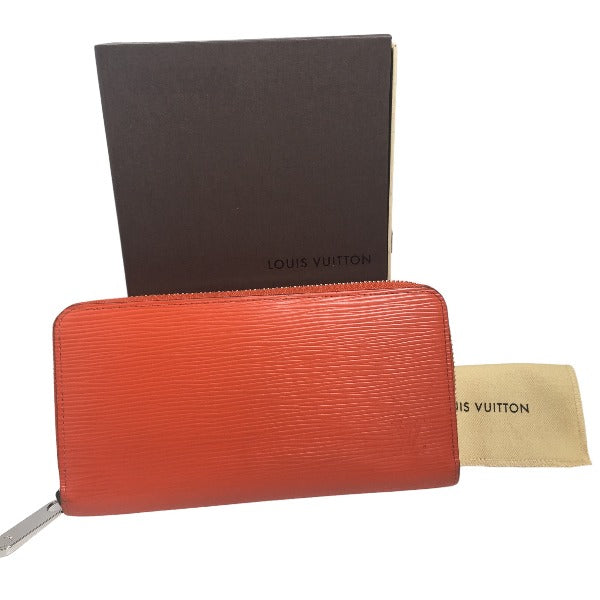 Louis Vuitton Long Purse M60310 Epi Zip Leather Orange Wallet Case