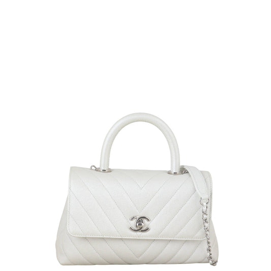 Chanel Coco Top Handle Bag Chevron Quilted Mini Shoulder Bag