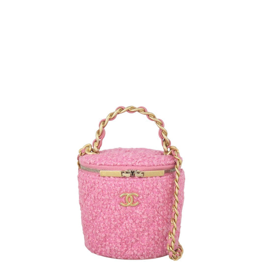 Chanel Afternoon Tea Vanity Case Tweed Handbag Pink Crossbody Bag