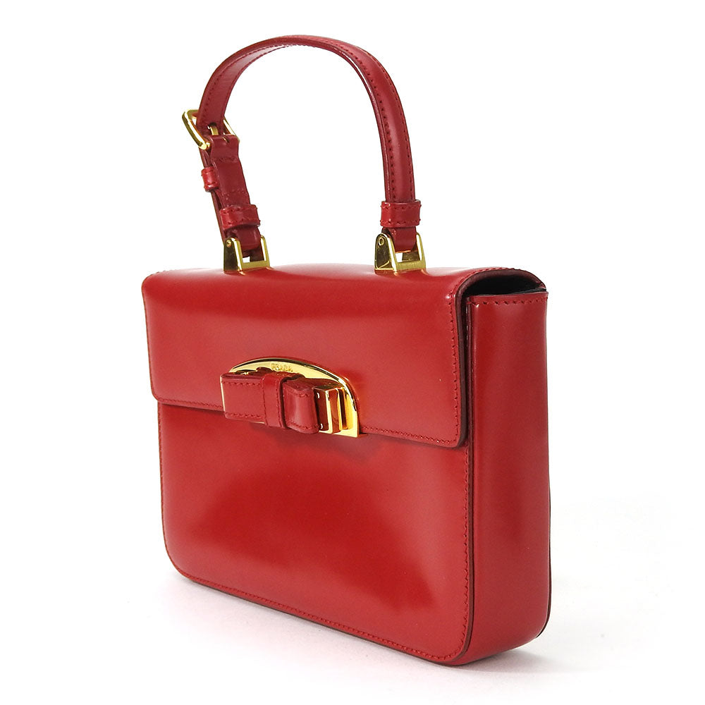 Prada Handbag Calfskin Red Travel Bag