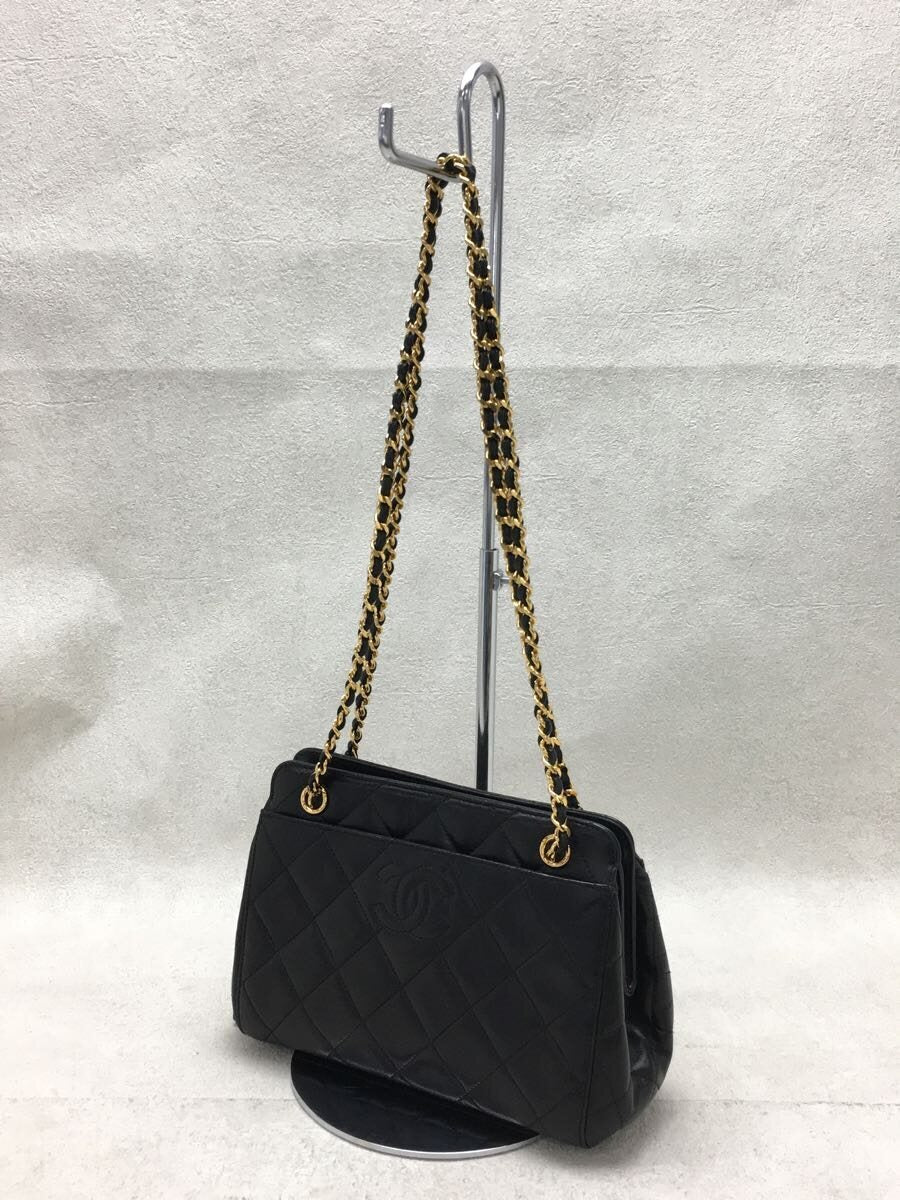 Chanel Chain Shoulder Bag Leather Matelasse Leather Black