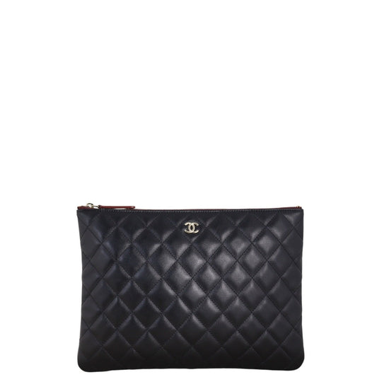 Chanel Classic O-Case Pouch Handbag Quilted Medium Clutch Bag