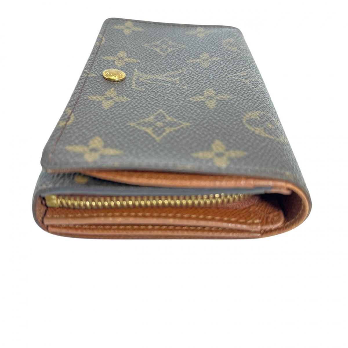 Louis Vuitton Bifold M61730 L-shaped fastener Porto Monogram Canvas Brown Wallet Case