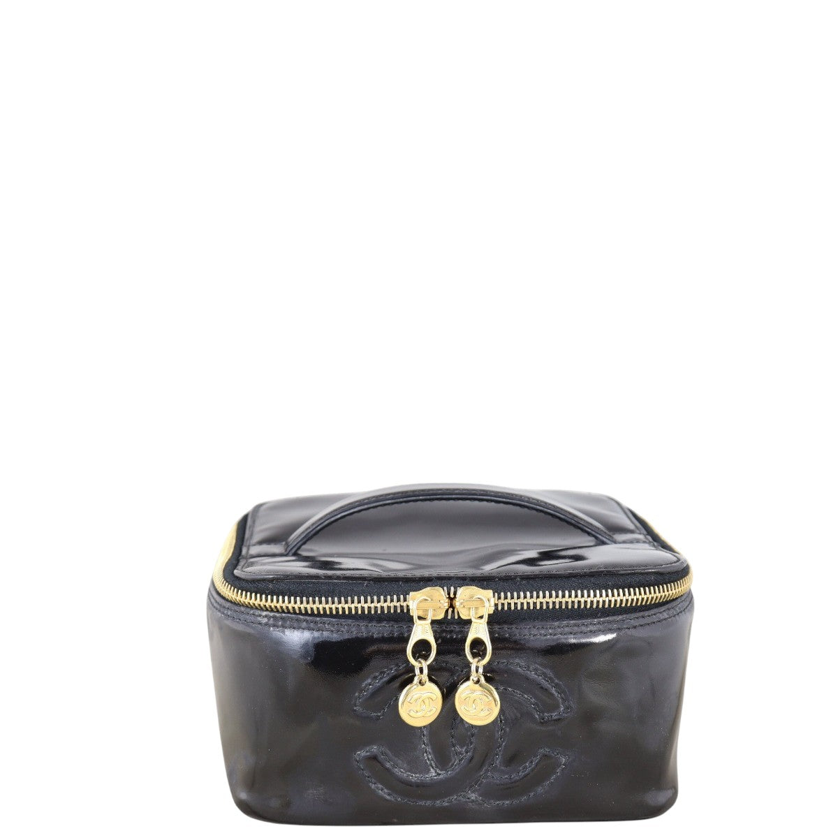 Chanel CC Vanity Case Patent Handbag Black