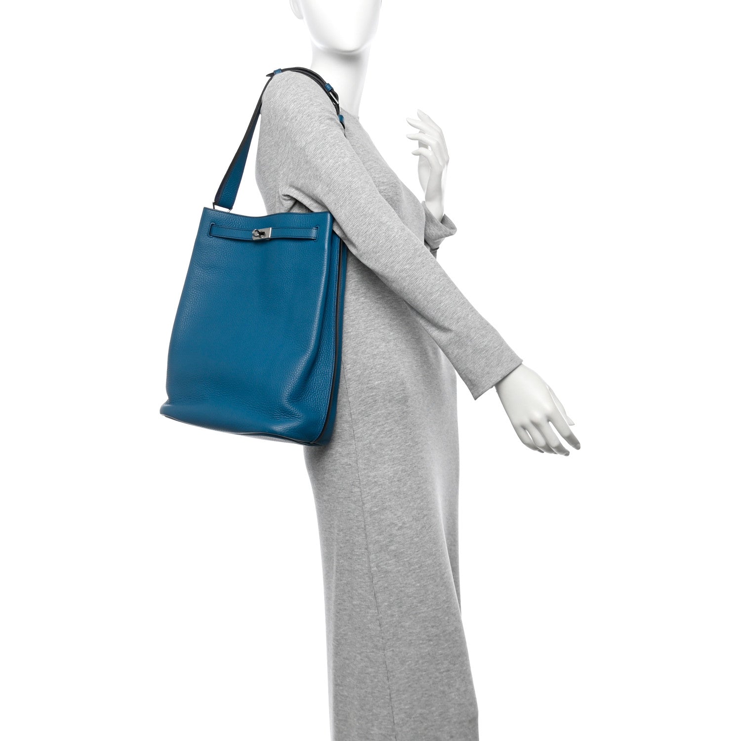 Hermes Taurillon Clemence Eclat So Kelly Bleu Izmir Bleu Travel Bag