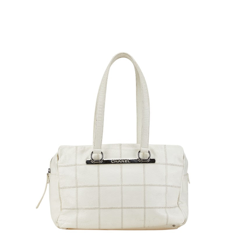 Chanel Choco Bar Leather Boston Bag Travel Bag