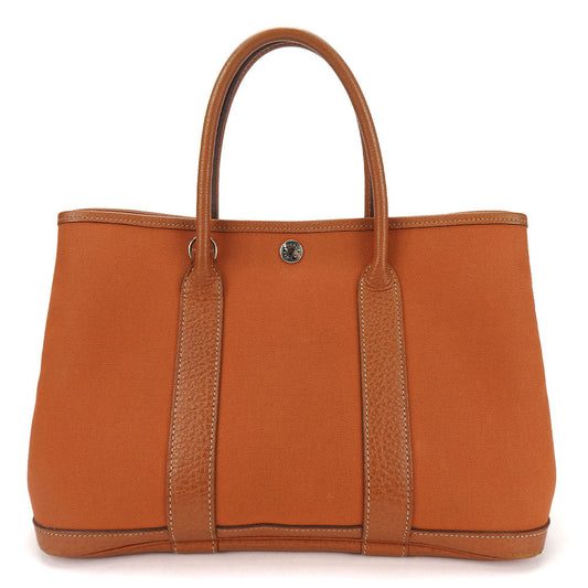 Hermes Tote Bag Garden Party Tpm Women Leather Canvas Orange