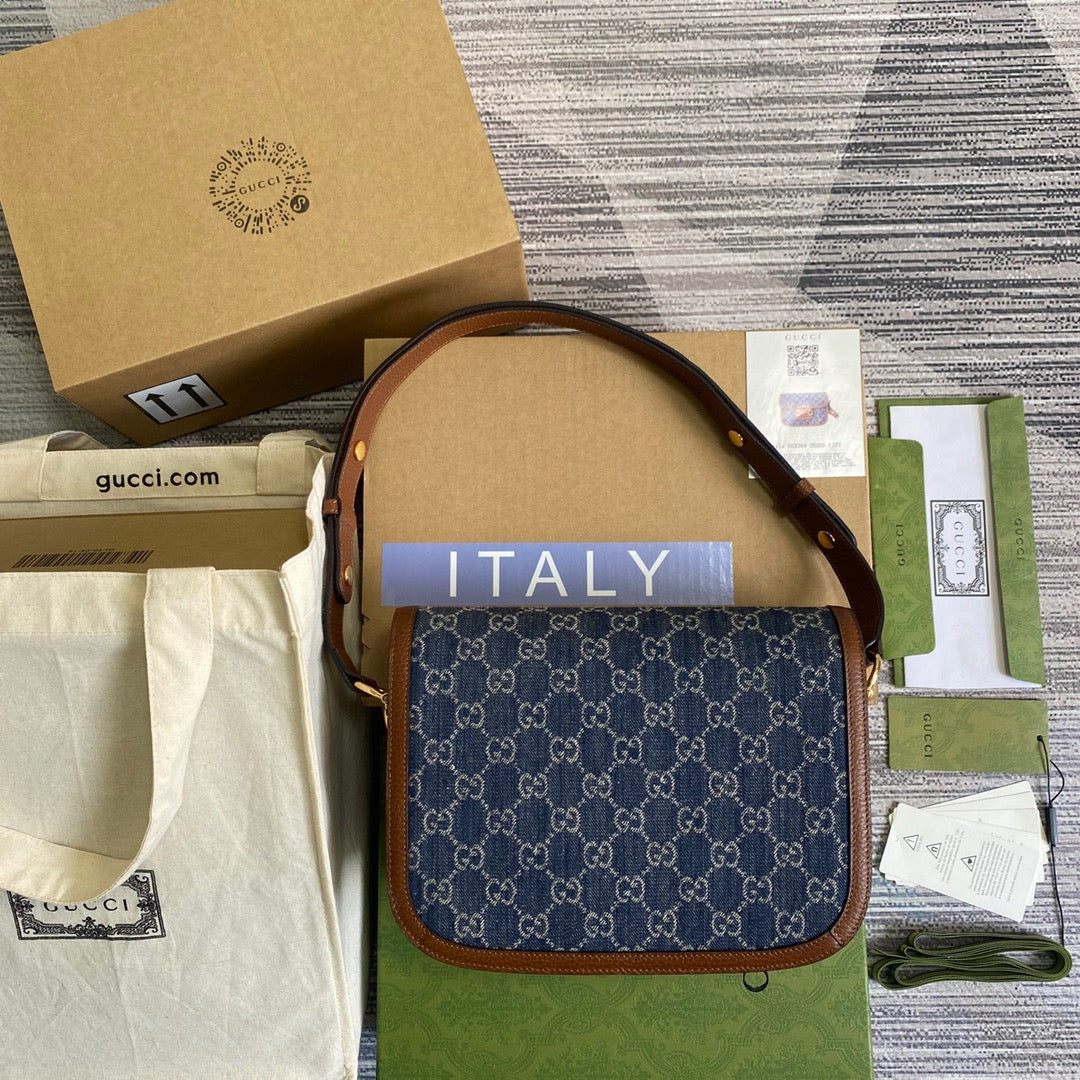 gg Horsebit Ivory , ’s Blue Shoulder Bag