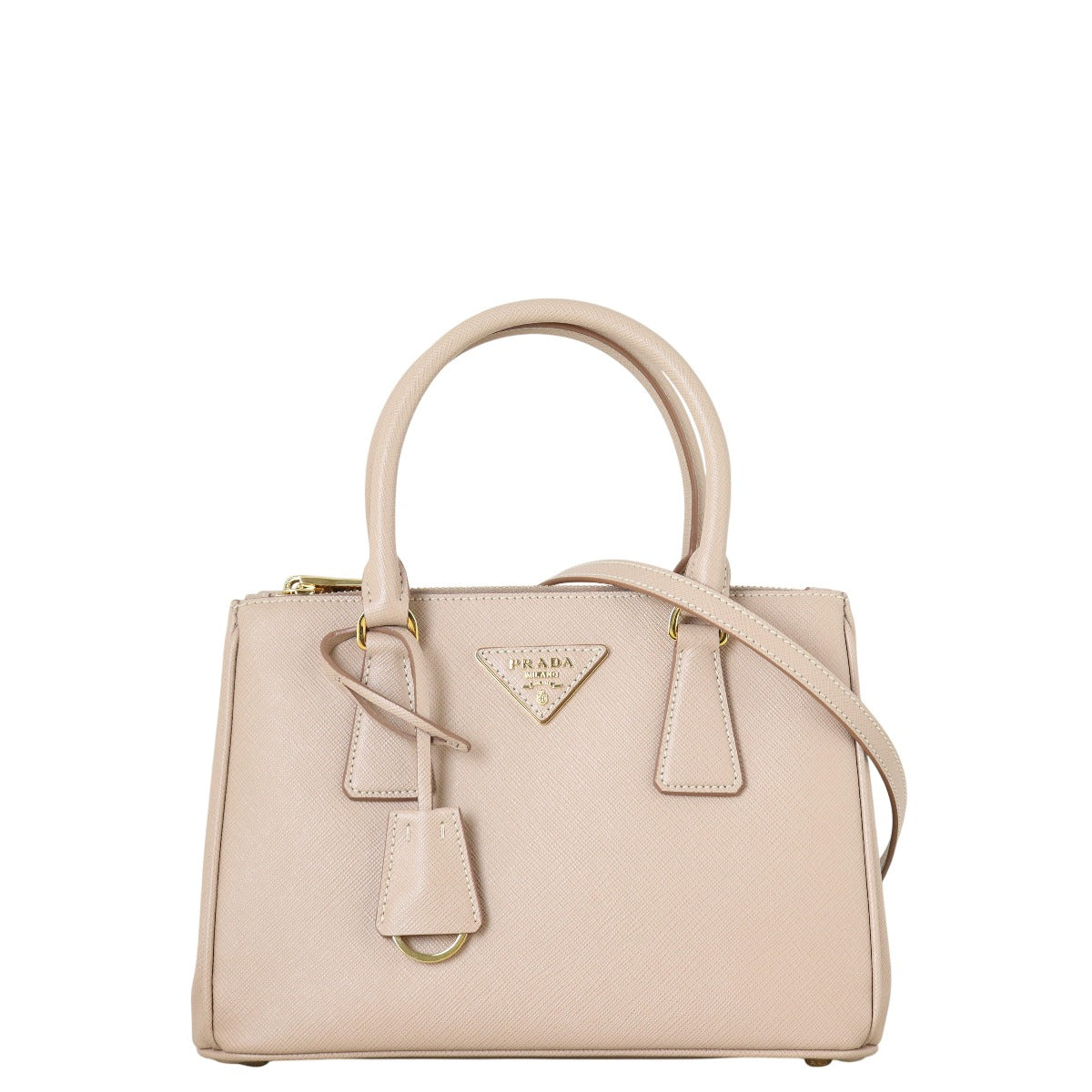 Prada Saffiano Lux Galleria Double Zip Tote Handbag Mini Tote Bag