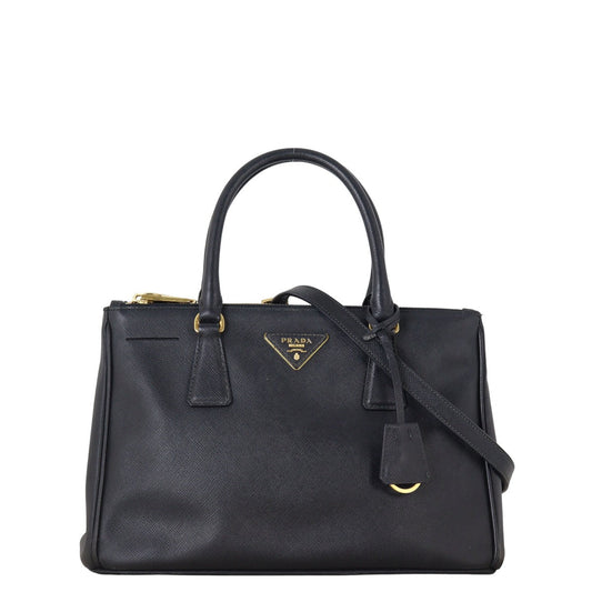 Prada Tote Bag Lux Galleria Double Tote 4 Saffiano Black Small Shoulder Bag