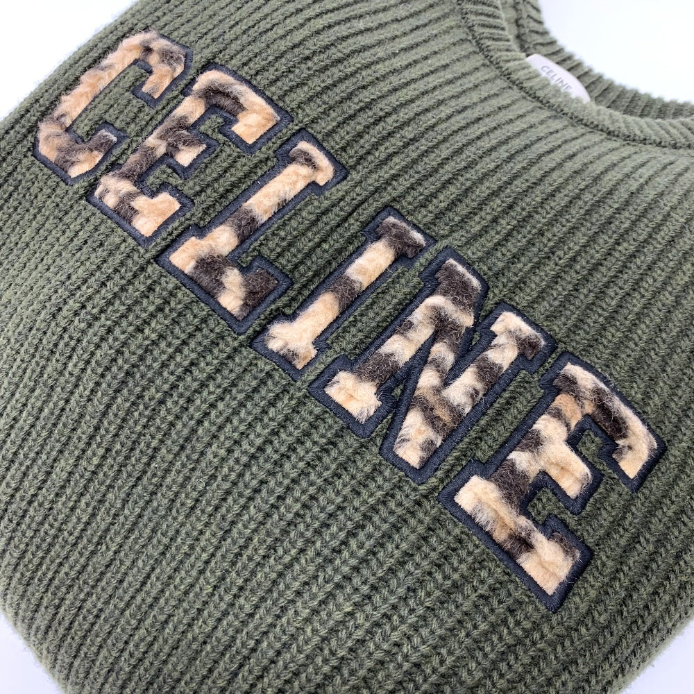 Sweater Wool Khaki Leopard Pattern Mens L Logo Travel Bag