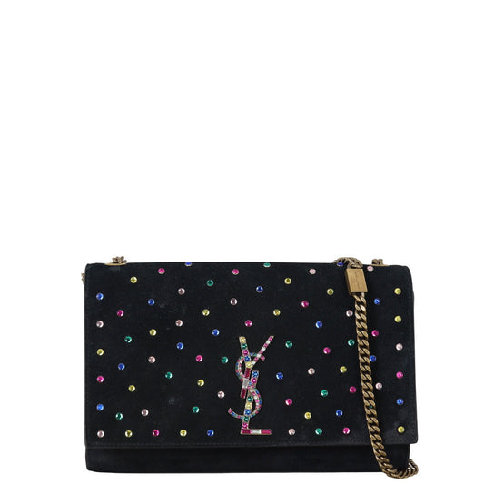 YSL Saint Laurent Kate Bag Crystals Suede Medium Crossbody Bag