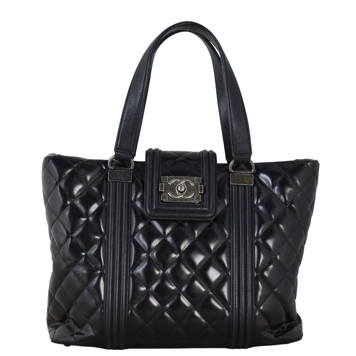 Chanel Boy Shopping Tote Quilted Black Tote Bag