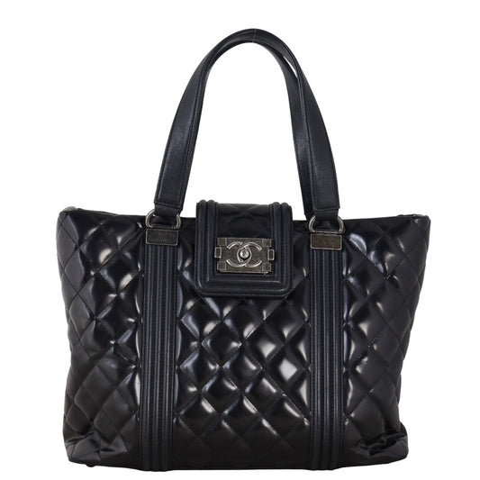 Chanel Boy Shopping Tote Quilted Black Tote Bag