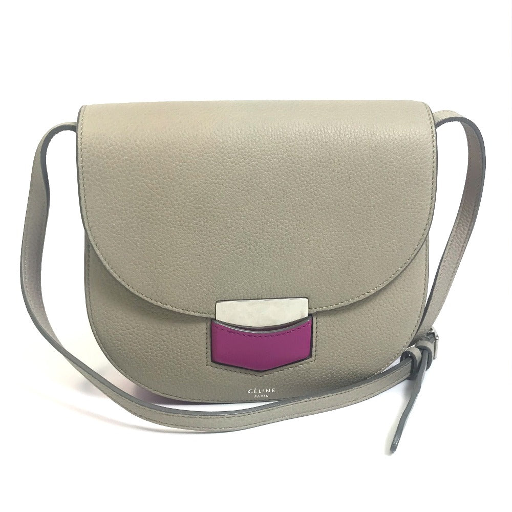 Shoulder Bag Gray X Purple By Color Leather Pink