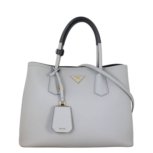 Prada Crossbody Bag Cuir Double Bag Saffiano Gray Medium Shoulder Bag