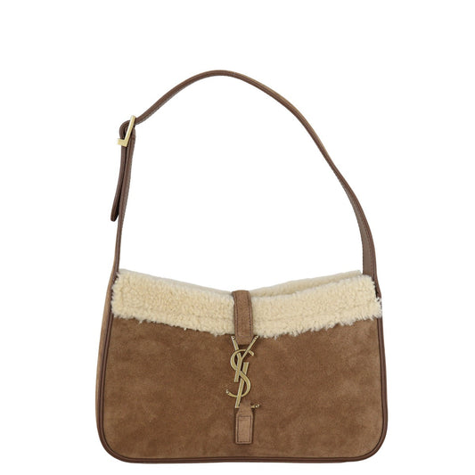 YSL Saint Laurent Le Hobo Shearling Suede Shoulder Bag