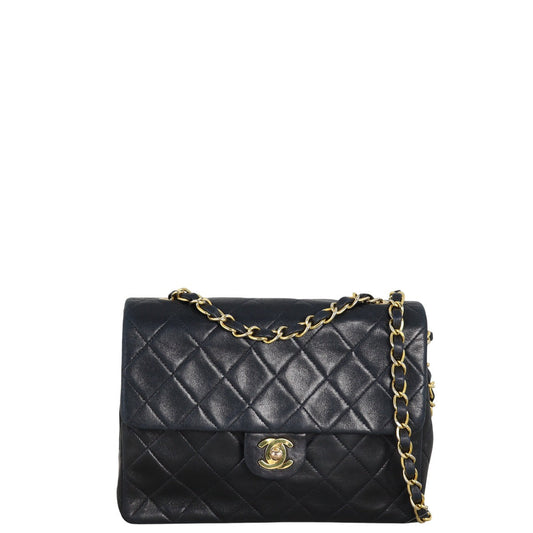 Chanel Classic Square Single Flap Handbag Quilted Black Crossbody Bag