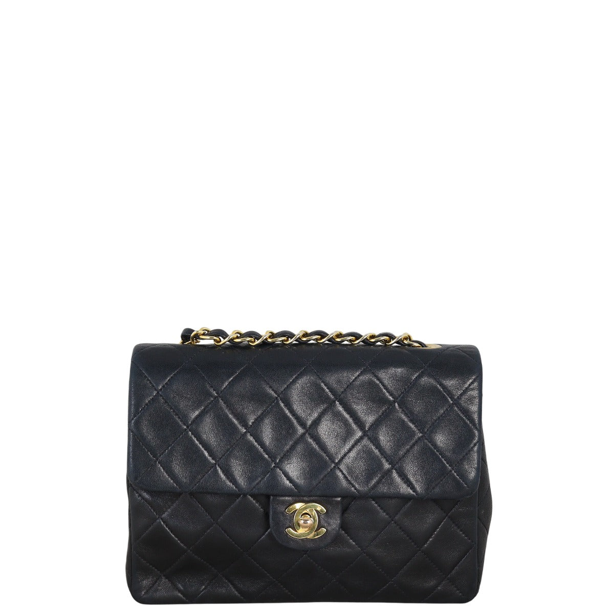 Chanel Classic Square Single Flap Handbag Quilted Black Crossbody Bag