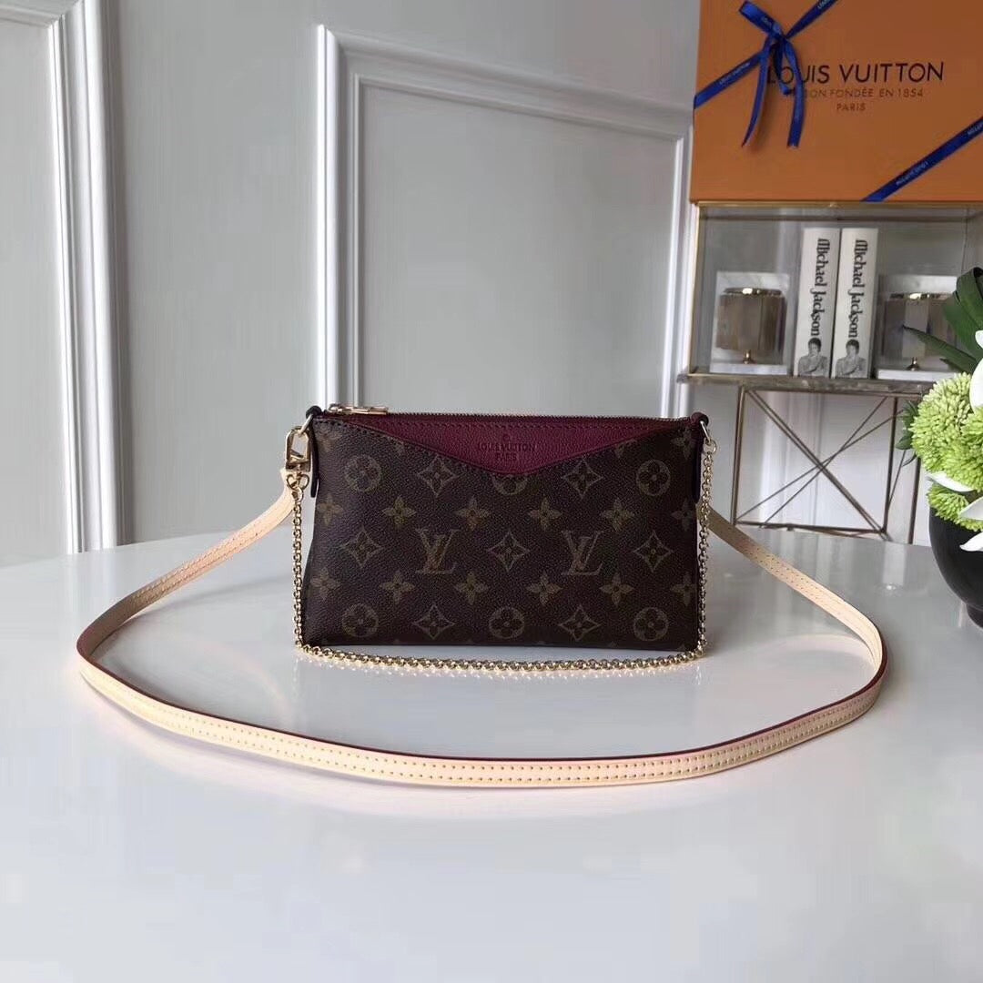 Top Quality Pallas Clutch Burgundy For Women Canvas Monogram Crossbody Bag