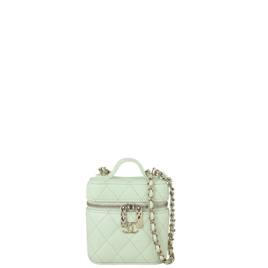 Chanel Top Handle Vanity Case Bag Quilted Chain Crossbody Bag