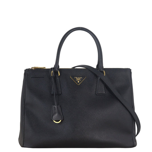 Prada Tote Bag Lux Galleria Double Tote 2 Saffiano Black Medium Shoulder Bag
