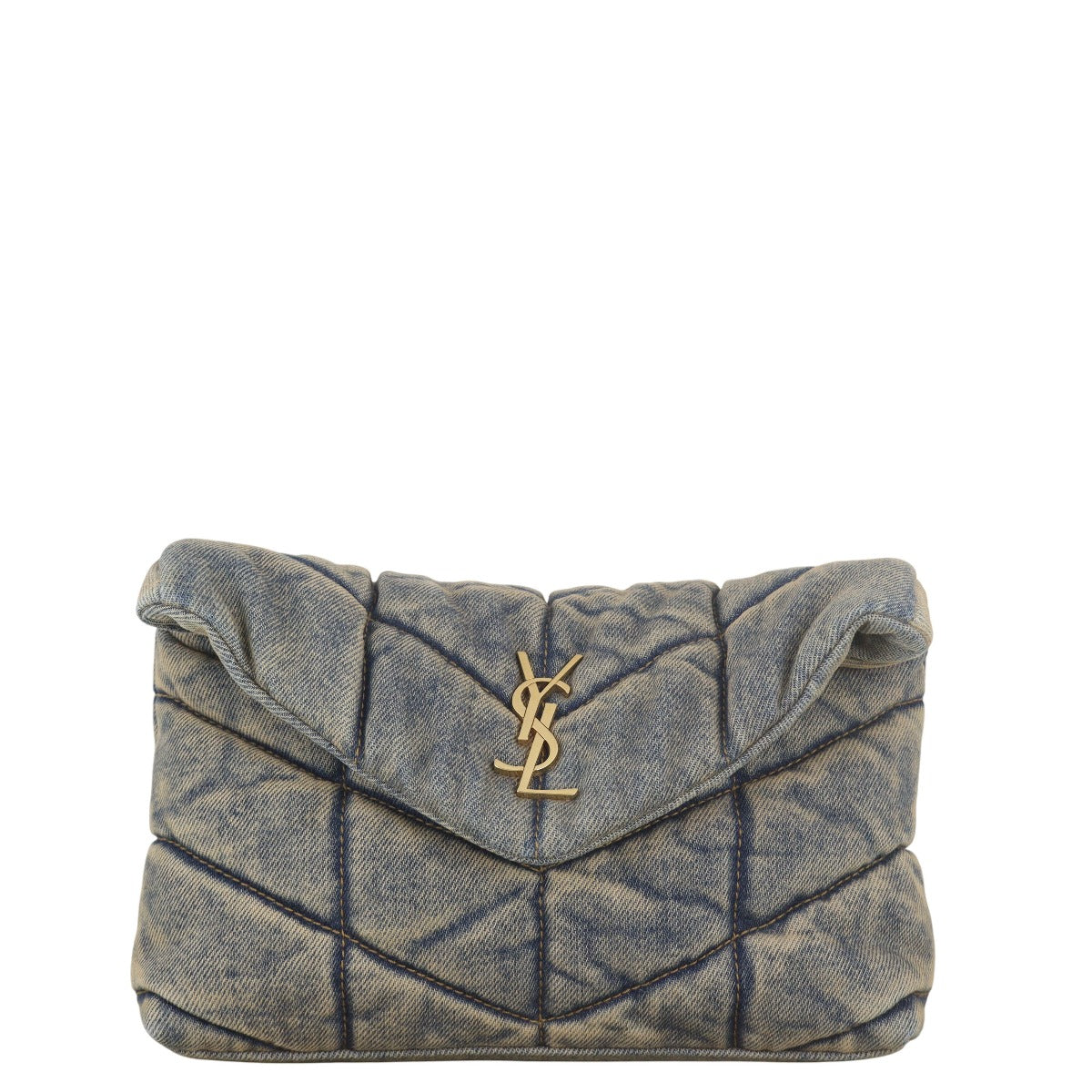 YSL Saint Laurent Saint Laurent Puffer Toy Bag Denim Chain Crossbody Bag