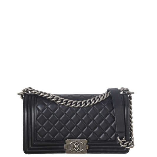 Chanel Boy Old Handbag Quilted Black Crossbody Bag Medium 15072025