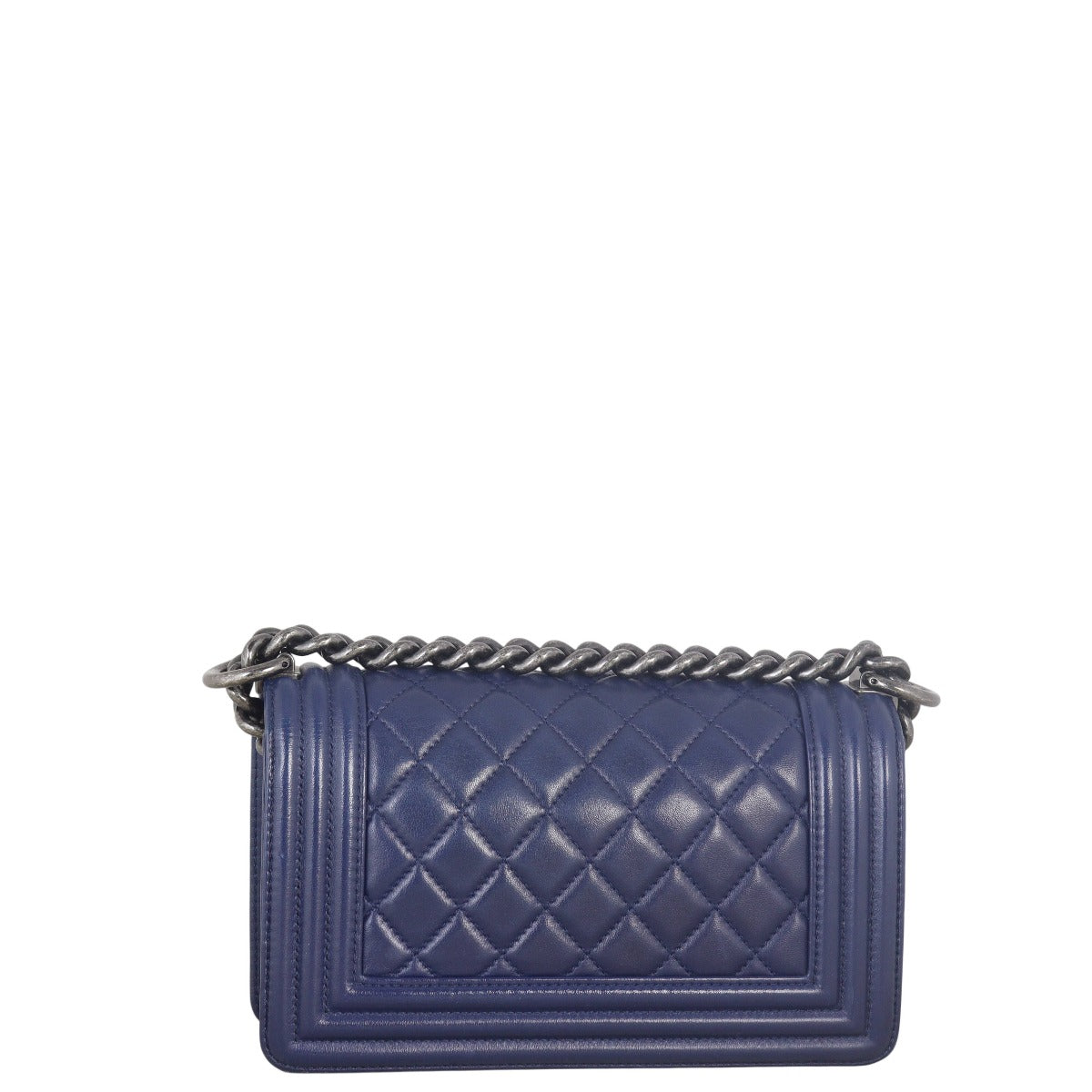 Chanel Boy Handbag Quilted Blue Crossbody Bag