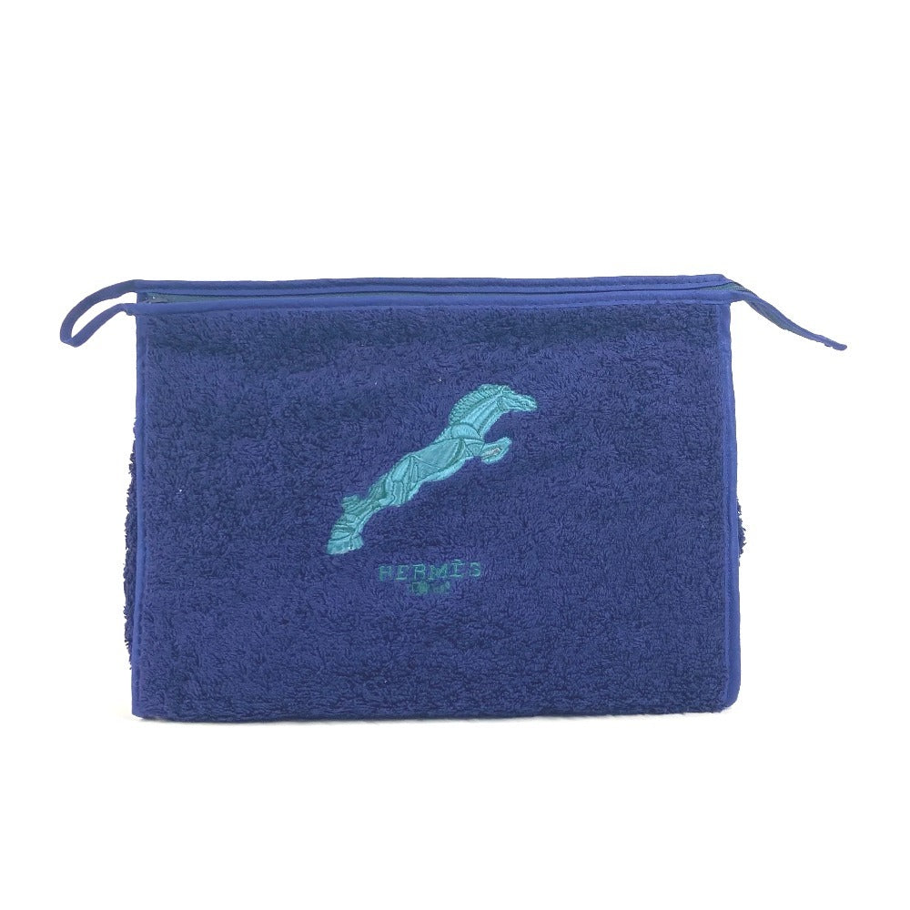 Pouch Pile Navy Horse Print Pile Beach Logo Clutch Bag
