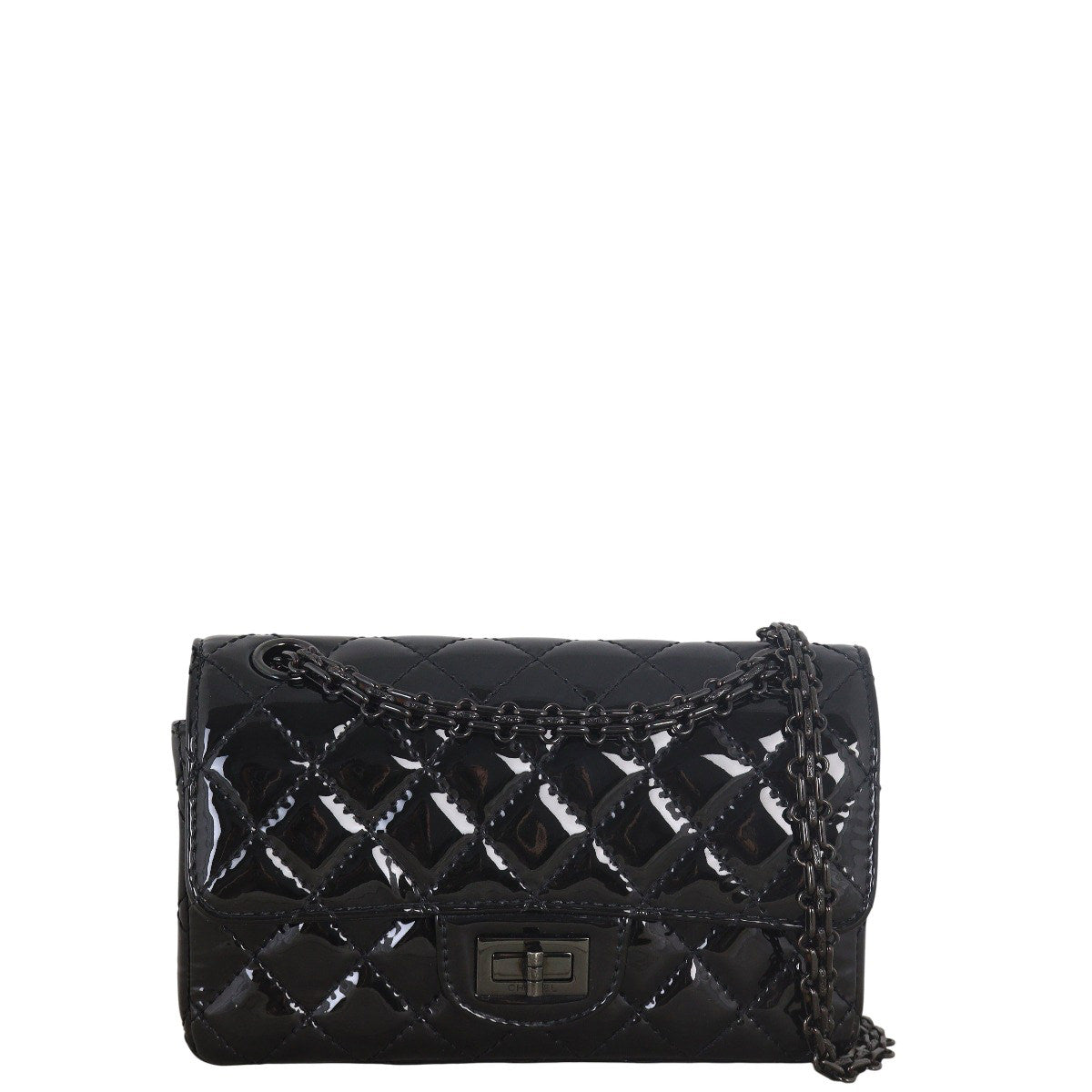 Chanel 2.55 Reissue 224 Single Bag Patent Quilted Black Crossbody Bag
