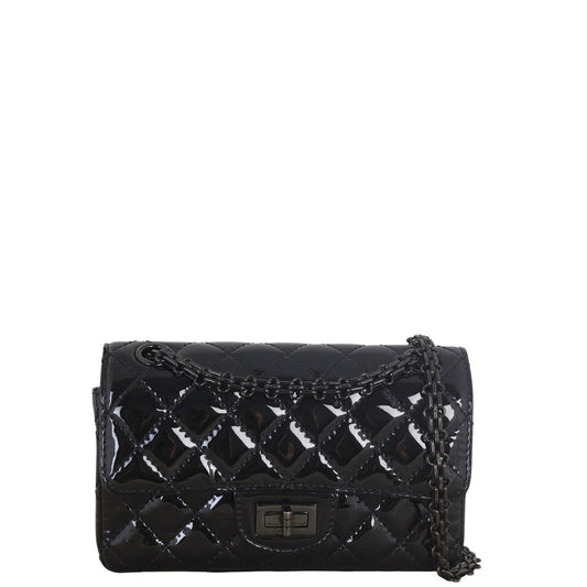 Chanel 2.55 Reissue 224 Single Bag Patent Quilted Black Crossbody Bag
