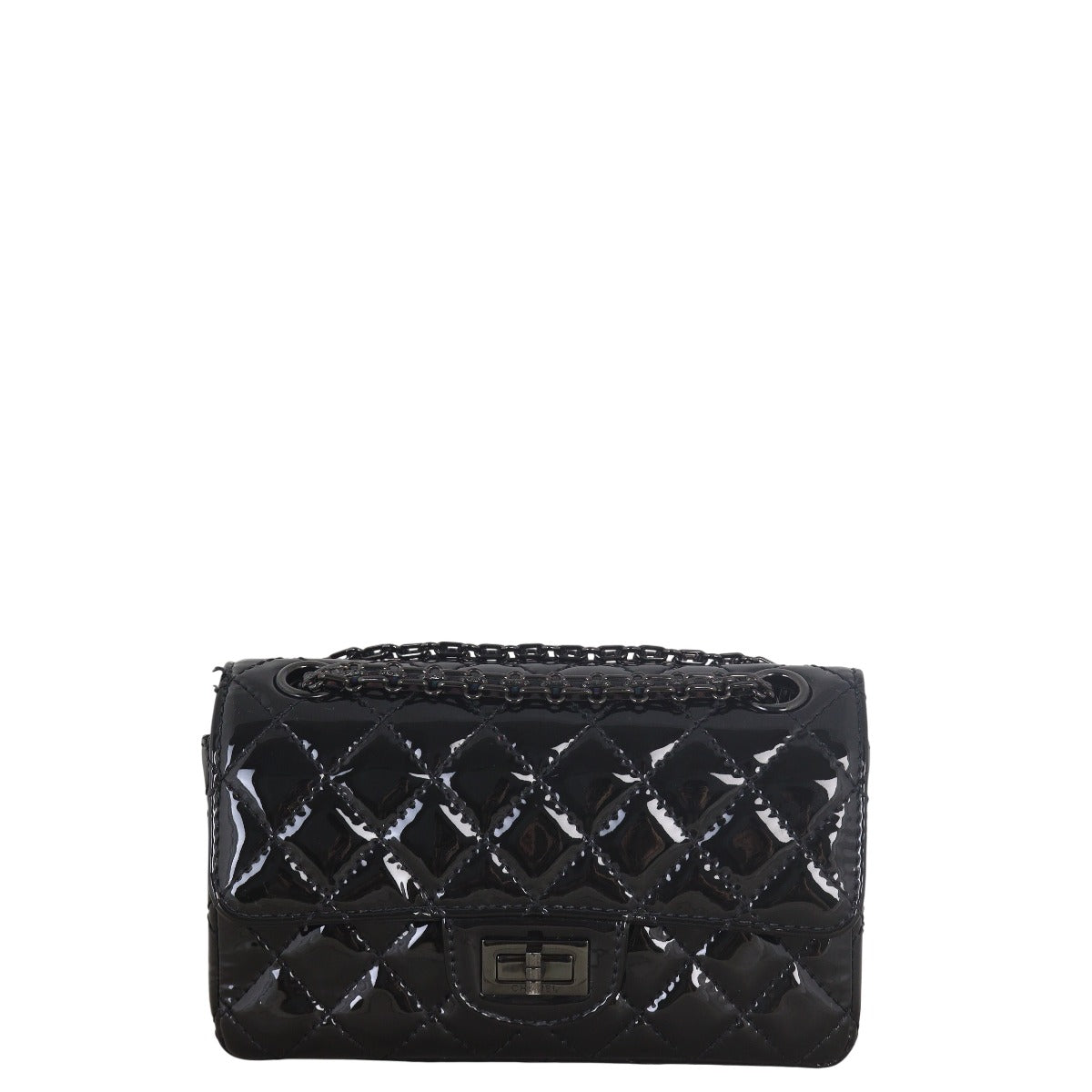 Chanel 2.55 Reissue 224 Single Bag Patent Quilted Black Crossbody Bag