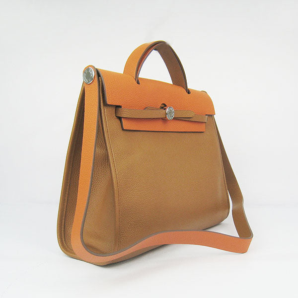 Hermes Luxury Herbag Way Cow Coffee Leather Travel Bag