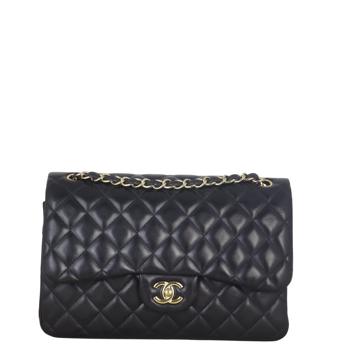 Chanel Classic Double Jumbo Lambskin Handbag Quilted Black Crossbody Bag Jumbo 22072025