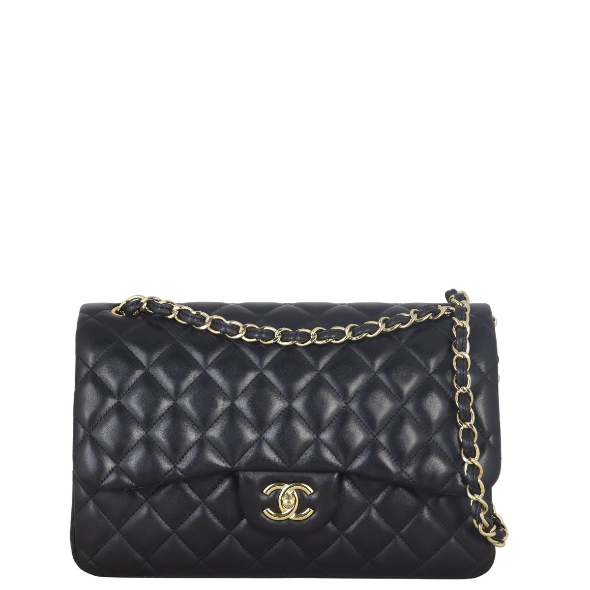 Chanel Classic Double Jumbo Lambskin Handbag Quilted Black Crossbody Bag Jumbo 22072025