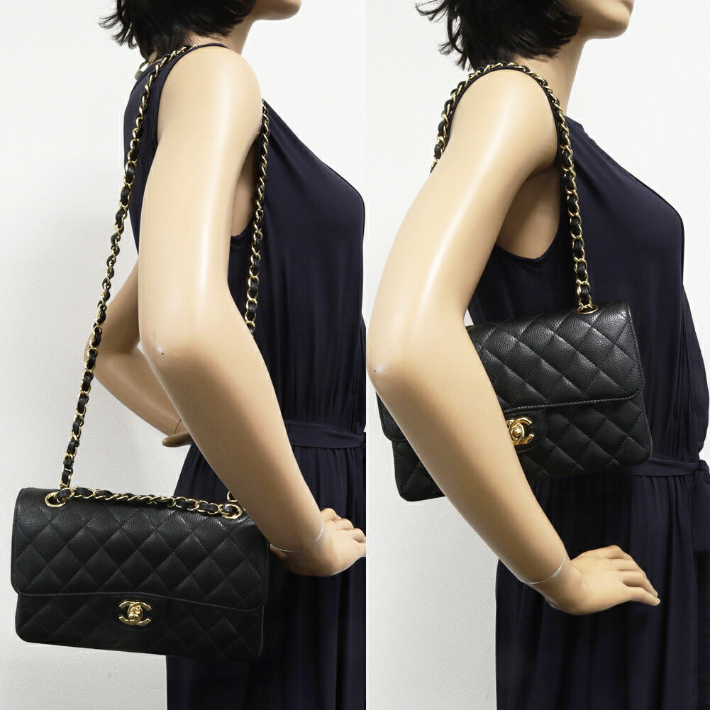 Chanel Grained Calfskin Classic Matelassé 2way Bag Black Gold Hardware