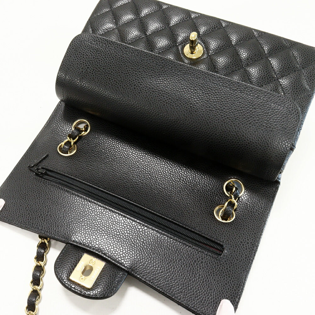 Chanel Grained Calfskin Classic Matelassé 2way Bag Black Gold Hardware