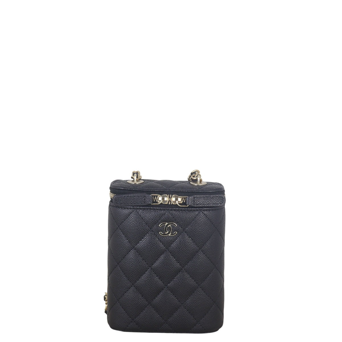 Chanel Classic Vertical Vanity Case Handbag Quilted Black Crossbody Bag