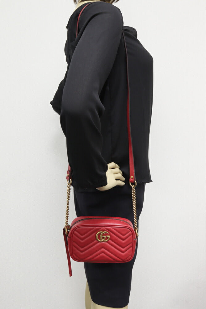 Gucci Calf Marmont Shoulder Bag Mini Chain