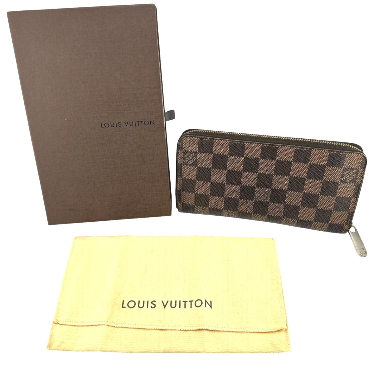 Louis Vuitton Long Purse N60015 Damier Ebene Canvas Wallet Case 1