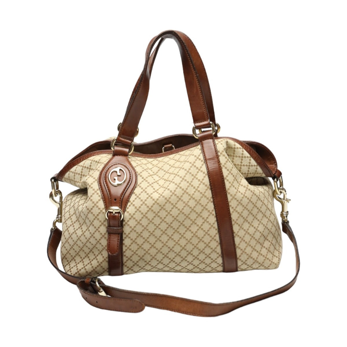 Gucci Antique 2WAYShoulder Diamante Canvas Brown Shoulder Bag